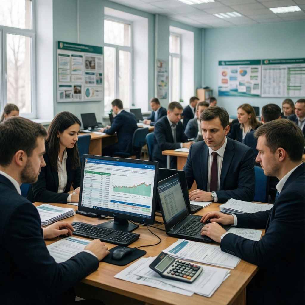 Практическое занятие на экономическом факультете в МАП - студенты работают в 1С