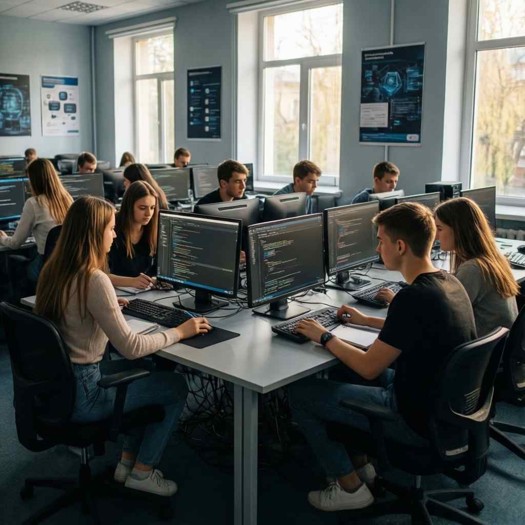 Студенты факультета «Информационные системы и технологии» на практическом занятии в МАП